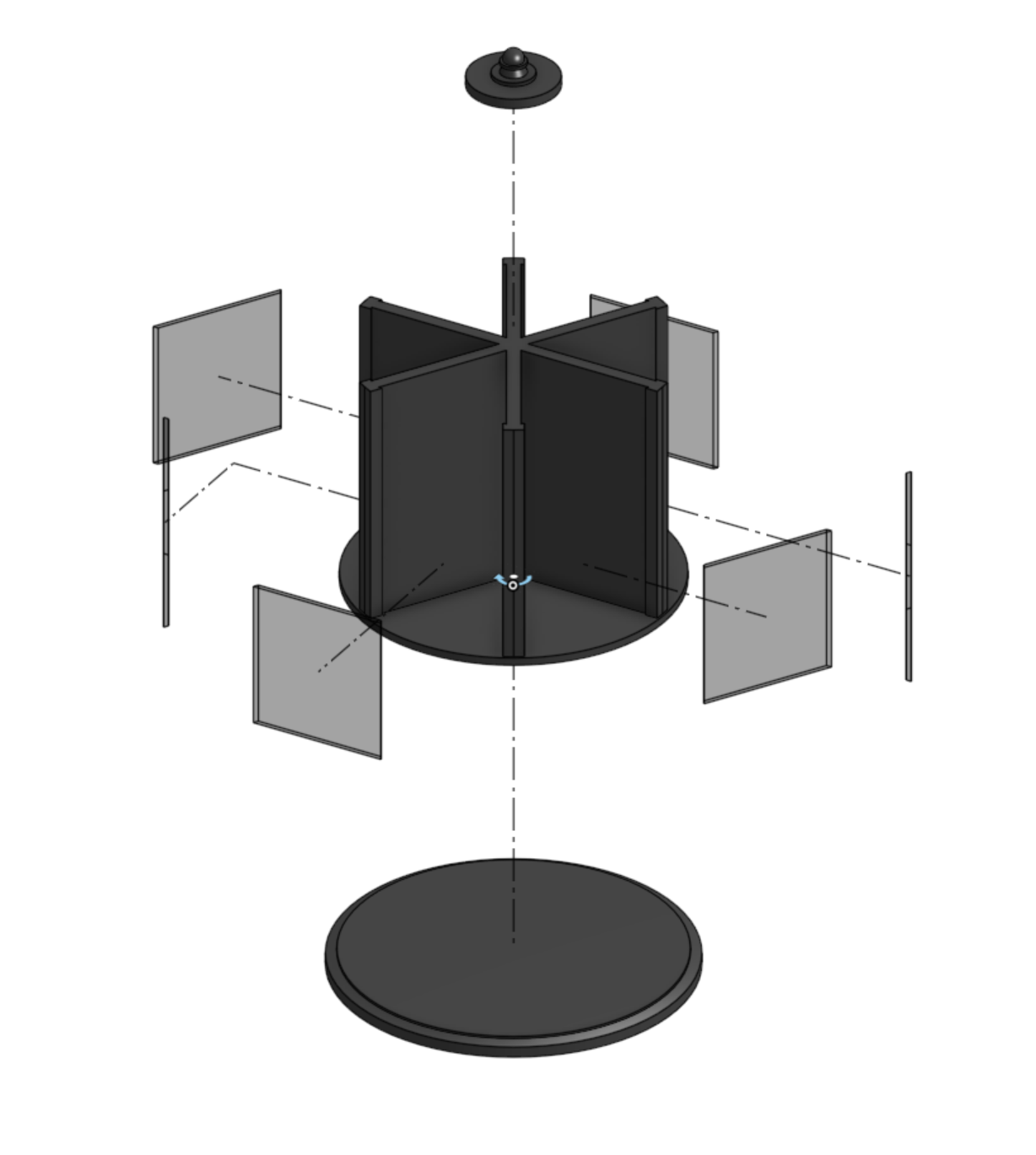 Exploded View of Spinning Desktop Organizer Asssembly