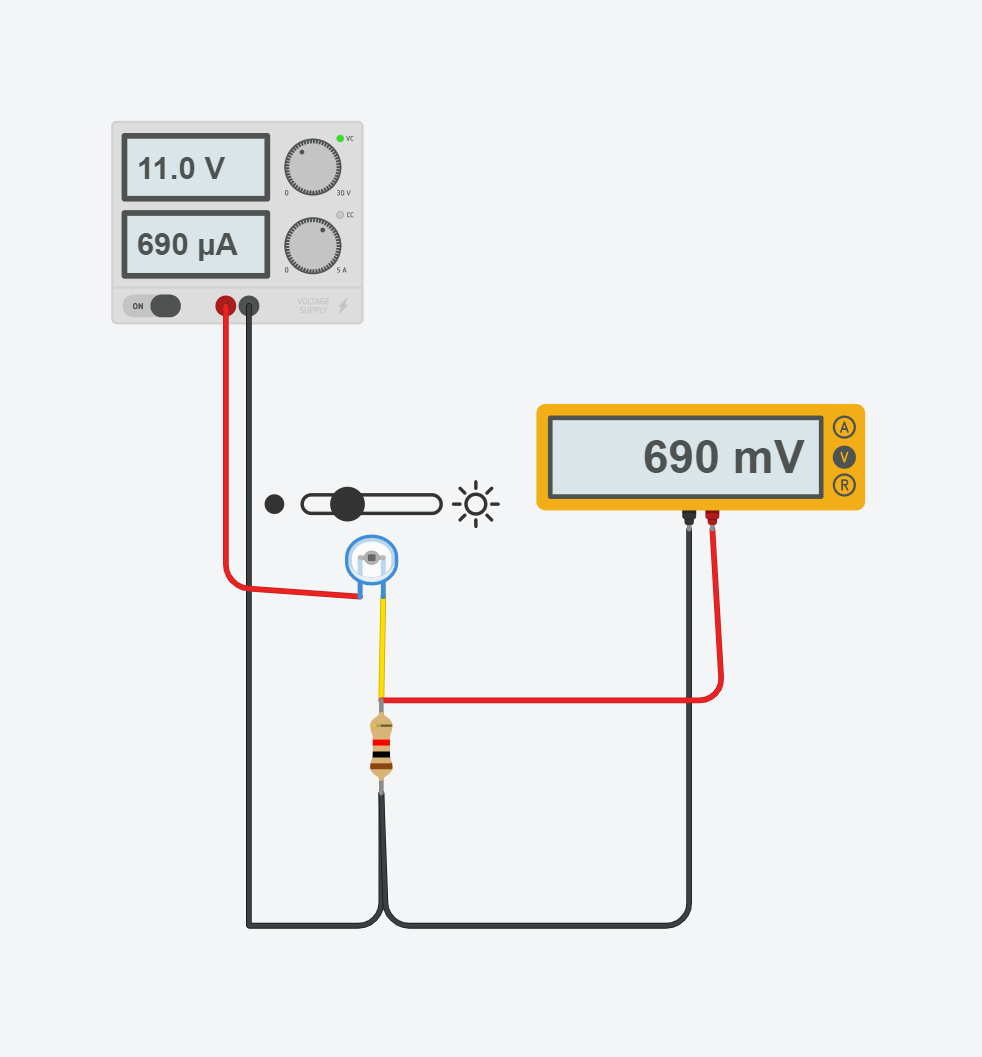 Screenshot of a phototransistor circuit that was done in class