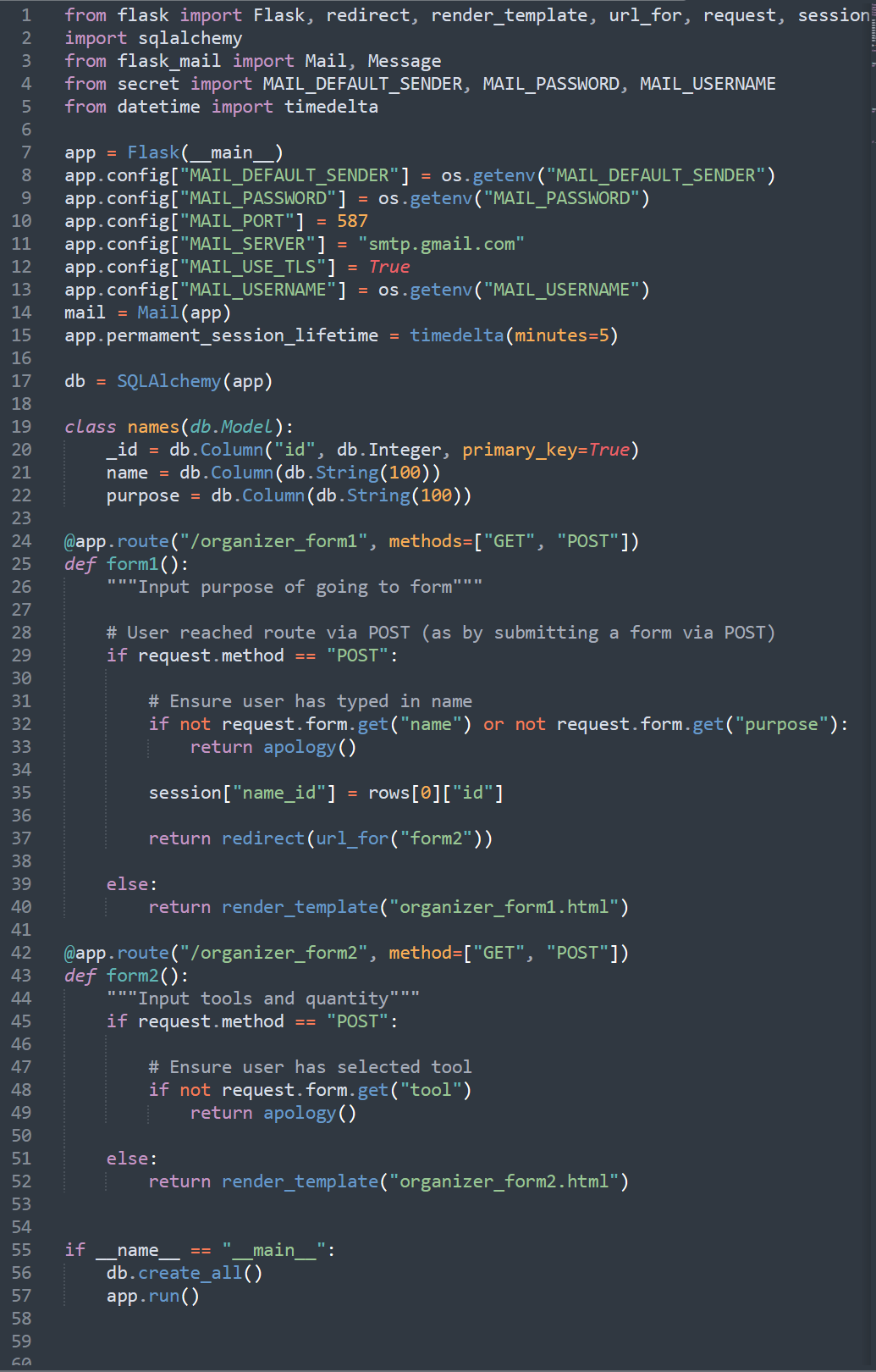Flask code